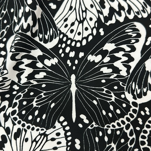 Brooks Brothers Black-White Knit Jersey Butterfly Print Wrap Dress Size … - Picture 9 of 16